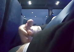 Jerking off on the bus. Big cum shot. Suit 5