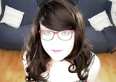 BzzItsAprilBee April Bee Oriental Trans JOI Nylons Large Schlong Jerk Off Instruction Ejaculation Cum Eating Femdom Softdom