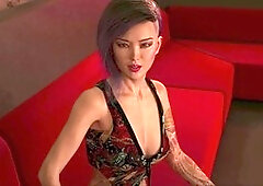 Busty babe in a PC game experience with interactive fun