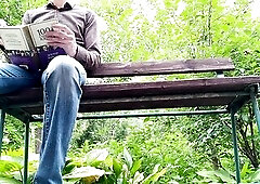 Lewd PAWG pissing in a public park bottom view