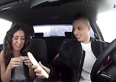 Passionate casting babe shares intense car and butt action on couch