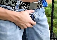 Muscle gay flip flop with facial