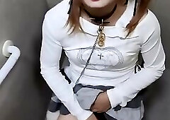 Collared Sissy Eats Her Cum