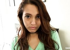 Lovely girl Brooke Haze greets her own BF with a good BJ and gets poked doggy