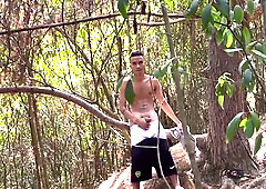 A nosey straight dude spotted me fap in the woods and we finished up shagging