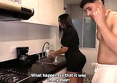 Youthful stud gets a hard-on thanks to his hot, curvy stepmother