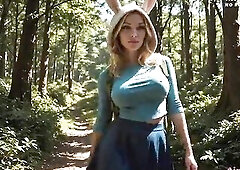 A tour to the forest with a breasty girl, I drilled her underneath a tree and came in her cunt. [AI Generated]