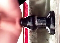 Hairless twunk dual screw booty streching