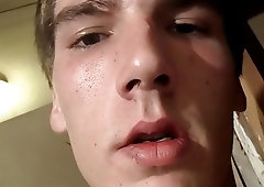 Young Jay Marx jerks off while smoking in the hallway