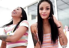 PutaLocura - Pretty brunette hair Latinas Breiny Zoe and Lore Sexy entice Torbe and screw