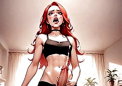A redhead with sugary locks and a sparkling smile invites a rock hard femboy to ravage her constricted rosy pucker whilst one more stud films 'em