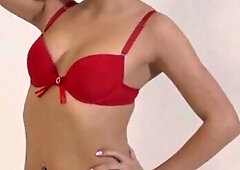 Lingerie model is being teased into stripping naked
