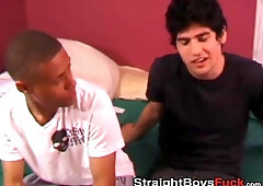 Teen blows two big interracial cocks before doggystyle