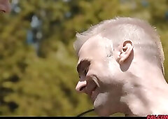 Hot threesome sex in the middle of the woods