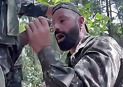 Two Daddy Soldiers Fuck In The Woods