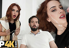 HUNT4K. Poor redhead slut with nice curves and pussy is fucking for scientific progress