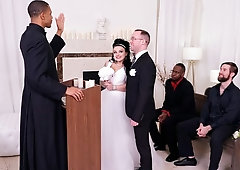 Sensual brunette Payton Preslee gets her holes fucked by blacks