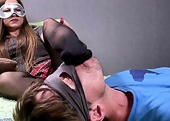 Lick my feet, sniff thrall! Do u like my legs?