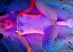 Hot Blonde In White Stockings Moans In a Puddle Of Cum While She Is Getting Orgasm With a Huge Cock