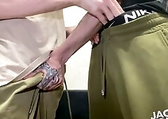 Best friends take each other's huge dicks deep and cover each other's faces in cum