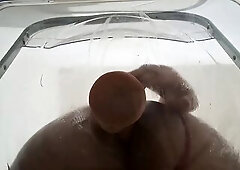 Trans Overweight Butt Gwen Facesitting and Anal Screwed with Creampie throughout Clear Chair