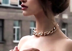 Beautiful young babe posing in lingerie for photoshoot