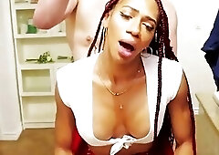 Submissive ebony girl gets fucked in front of the mirror