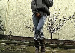 HD desperately waiting with full bladder, jeans wetting