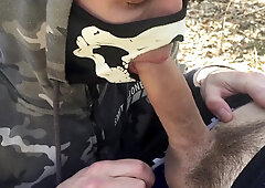 In the Woods, she Deep Throats the Proprietor's Good-Sized Manstick