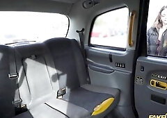 Charlotte Angie is having steamy sex in the back of a taxi, during the day