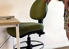Exhausted girl mistakes office for toilet SOAKS chair