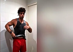 Horny Muscle Boy Gives His Best Finisher Post Workout In The Toilets