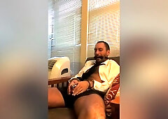 Locked Horny Officeboy Cuffed in Cute Socks