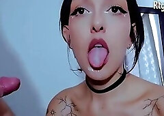 slim femboy in glasses fucks tattooed tgirl on webcam