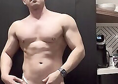 245.1 stroking in leopard print shorts