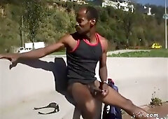 big cock jerking off in public 2