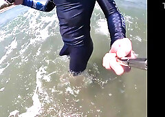 Surfer gets swell in his lycra for the delight of the people