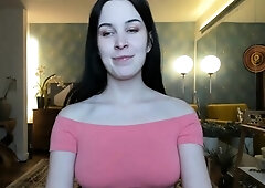 Cute amateur brunette naughty in solo jerking show on camera