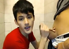 2 Boys Having Fun In Their Bathroom