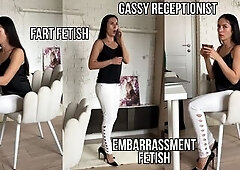 This babe’s cute. This babe’s busy. And this babe’s got a little... problem. In this hilarious and hawt fart fetish movie, I play a bubbly recep
