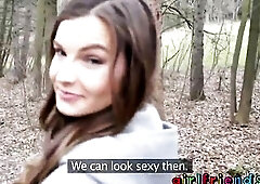 Girlfriends lesbos kiss and eat shaggy cunt in the woods