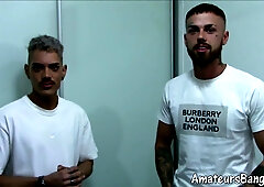 Elijah wraps huge tool with condom then bangs Becketts homo ass