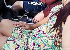 Cuckold spouse watches his wife pick up a man in the car. This babe shows him her large melons and this babe gives the dude a oral sex in his car . Th