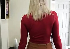 Platinum blonde MILF Maxim Law is a little bit of a snoop and when she catches our stud jerking off to porn she is totally turned on  She sneaks insid