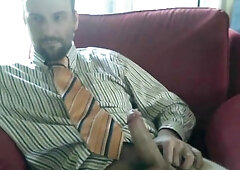 Amateur Bear Daddy Jerks Off in Suit