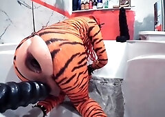 Tiffany Ciskiss as Tigra enjoys huge toys with some serious pleasure