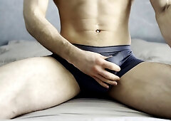Steamy Russian straight guy lies on the couch with you in the morning, softly murmuring and moaning while he jerks off!