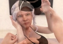 Sexy grandma can't get enough of my big dick during a wild handjob