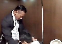 Japanese Hunky Daddy And Son Having Fun In The Toilet