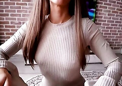 Step Mama caught Step Son with boner whilst cleaning and helped him cum on her boobs